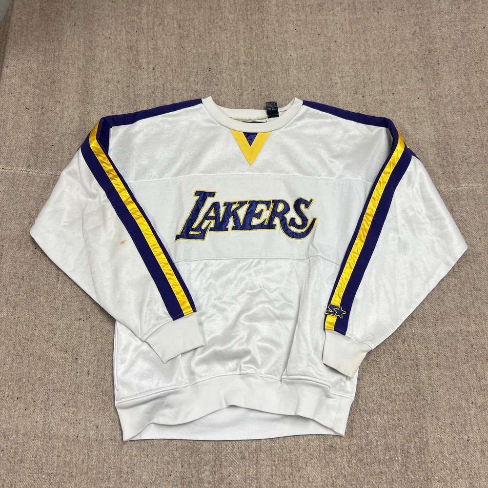 Vintage Los Angelos Lakers Sweatshirt Mens XL White 1980s Starter